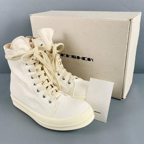 DRKSHDW Size 9 White Canvas High Top Sneakers