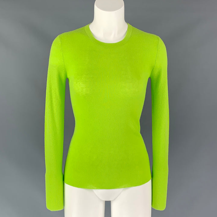 MICHAEL KORS Cashmere Ribbed Knit Size S Green Pullover