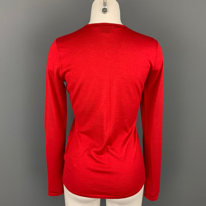 RALPH LAUREN Black Label Size M Red Jersey Cashmere / Silk Pullover