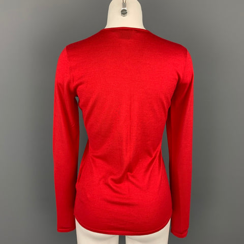 RALPH LAUREN Black Label Taille M Jersey Rouge Cachemire / Pull Soie