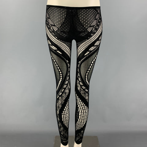 ALEXANDER McQUEEN Size M Black Nylon Mesh Leggings