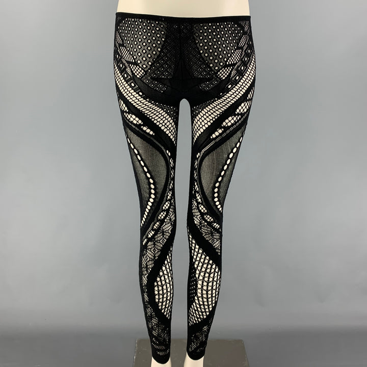 ALEXANDER McQUEEN Size M Black Nylon Mesh Leggings