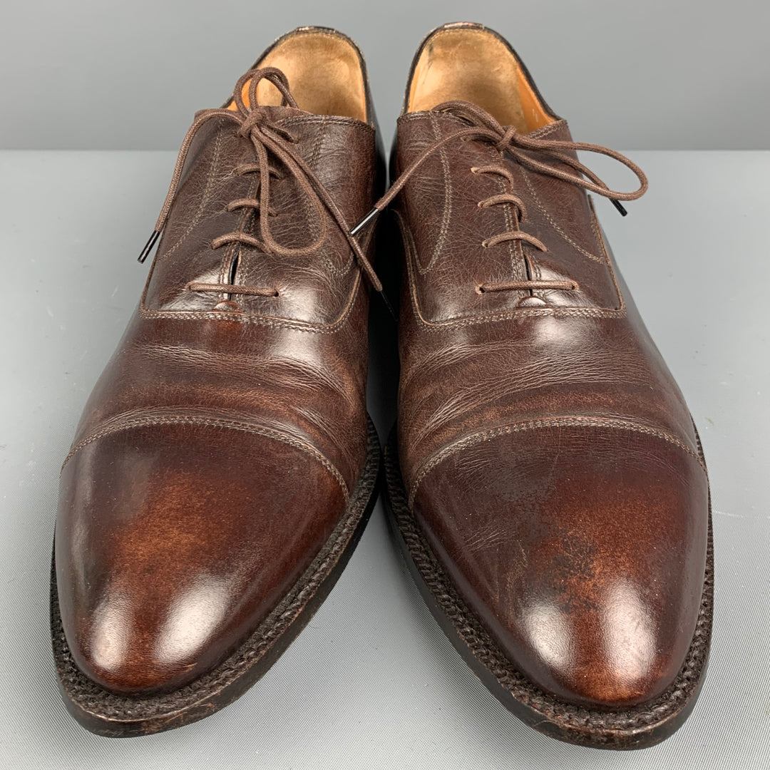 BARRETT Zapatos con cordones y punta en copa de cuero marrón Talla 10