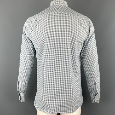 TOM FORD Size M White & Green Checkered Cotton Button Up Long Sleeve Shirt