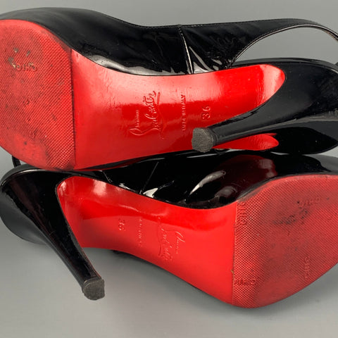 CHRISTIAN LOUBOUTIN Talla 6 Zapatos de tacón sin cordones de charol negro