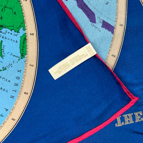 PERRY ELLIS Multi-Color The World Print Silk Scarf