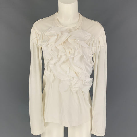 JUNYA WATANABE Size S White Applique Long Sleeve Blouse