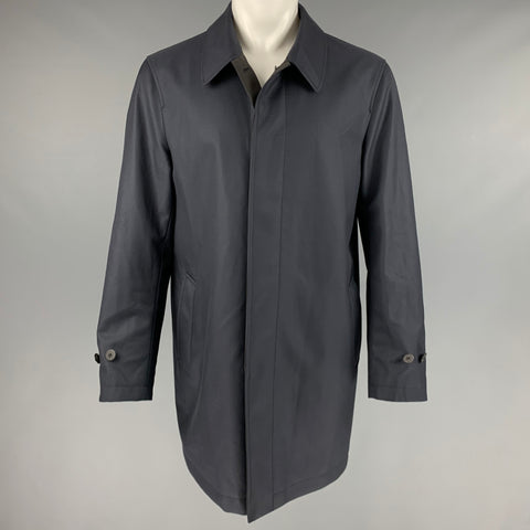 CANALI Size 38 Navy Brown Two Toned Polyester Reversible Coat