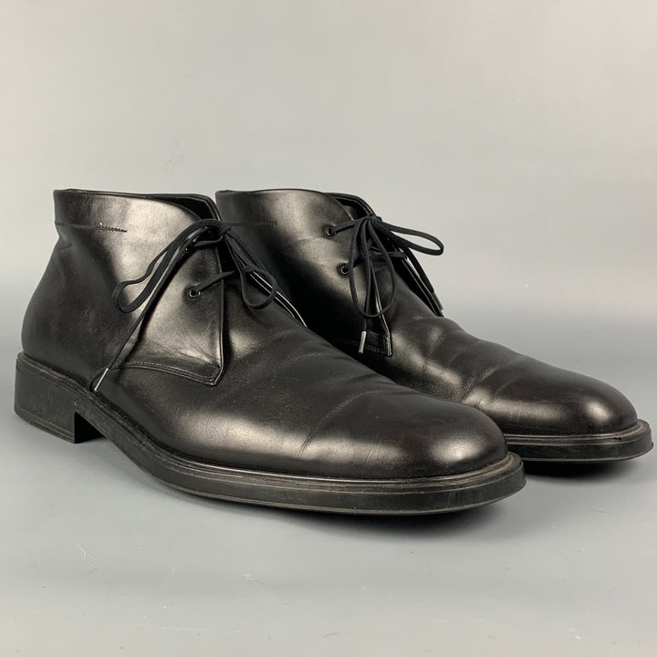 SALVATORE FERRAGAMO Size 11.5 Black Leather Ankle Lace Up Shoes