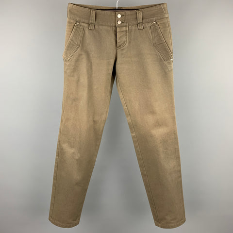 SONIA RYKIEL Size 30 Olive Cotton Button Fly Low Rise Casual Pants