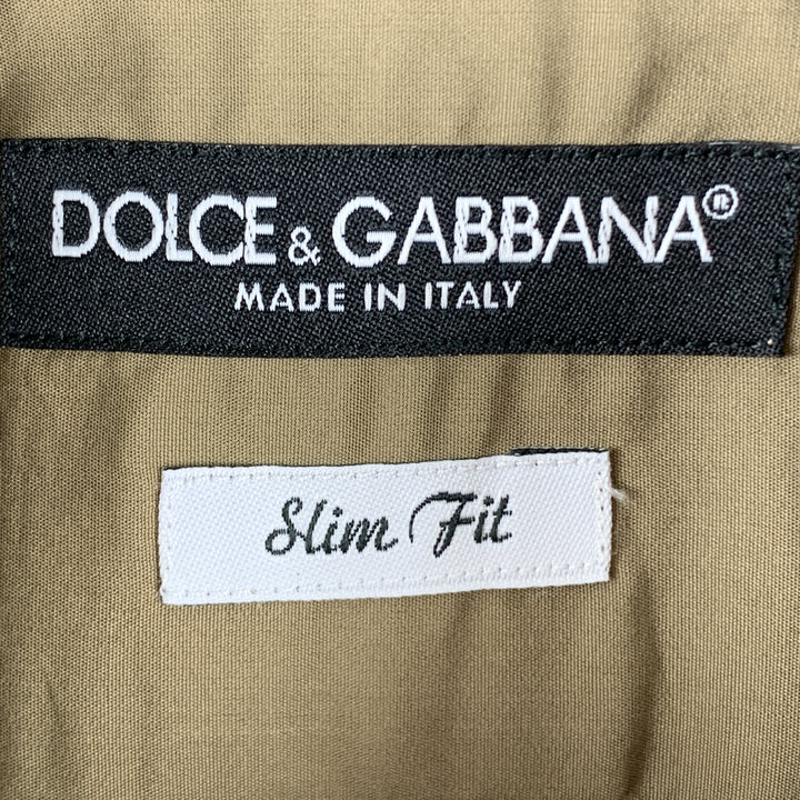 DOLCE & GABBANA Size L Olive Cotton Long Sleeve Shirt