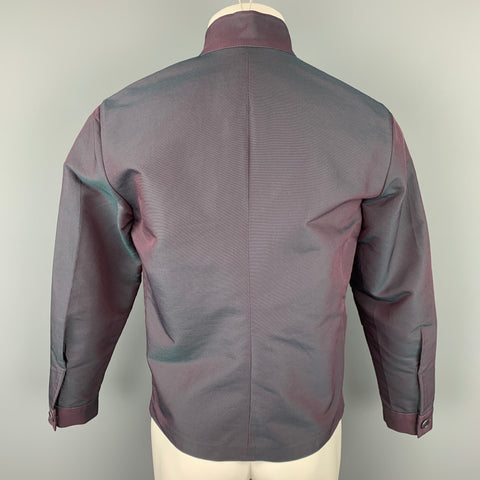 SHANGHAI TANG Size 40 Eggplant Iridescent Nehru Collar Jacket