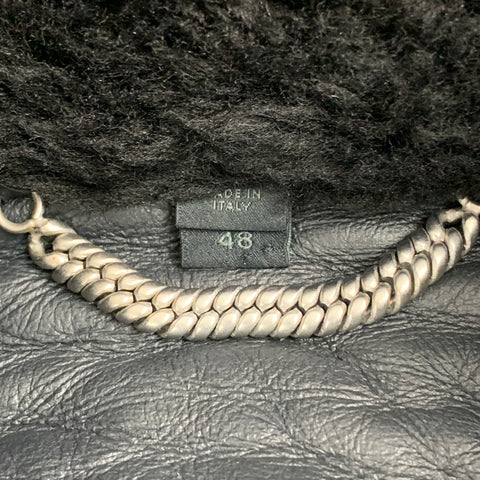 BURBERRY PRORSUM FW 2010 Size 38 Blue Black Lamb Leather Shearling Biker Jacket