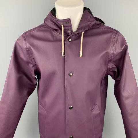 STUTTERHEIM x BARNEYS NEW YORK Size S Purple Coated Cotton / Polyester Snaps Raincoat