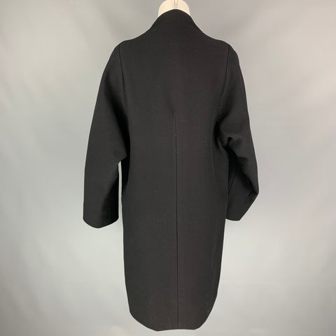 ILARIA NISTRI Size 4 Black Wool Blend Collarless Coat