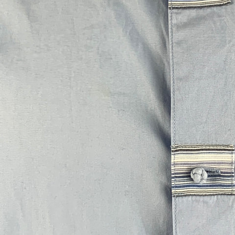 SHANGHAI TANG Size XL Blue Cotton One Pocket Long Sleeve Shirt