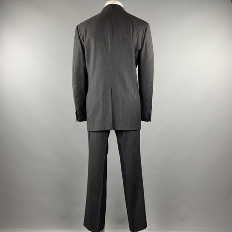 DOLCE & GABBANA Size 44 Regular Charcoal Stripe Wool Notch Lapel Suit