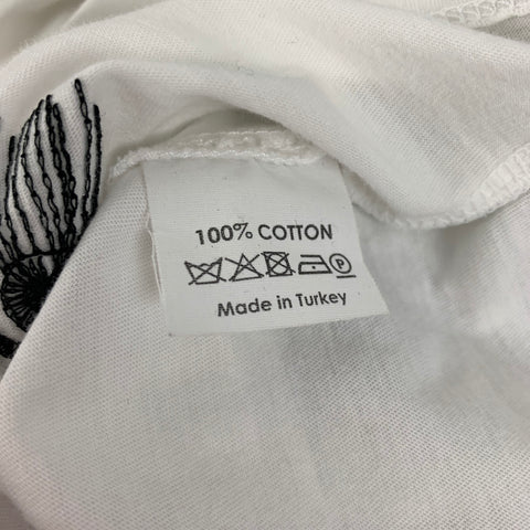 DRIES VAN NOTEN Size M White Black Embroidery Cotton Short Sleeve T-shirt
