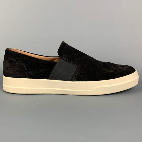 Mocasines sin cordones de ante blanco y negro talla 10 VINCE
