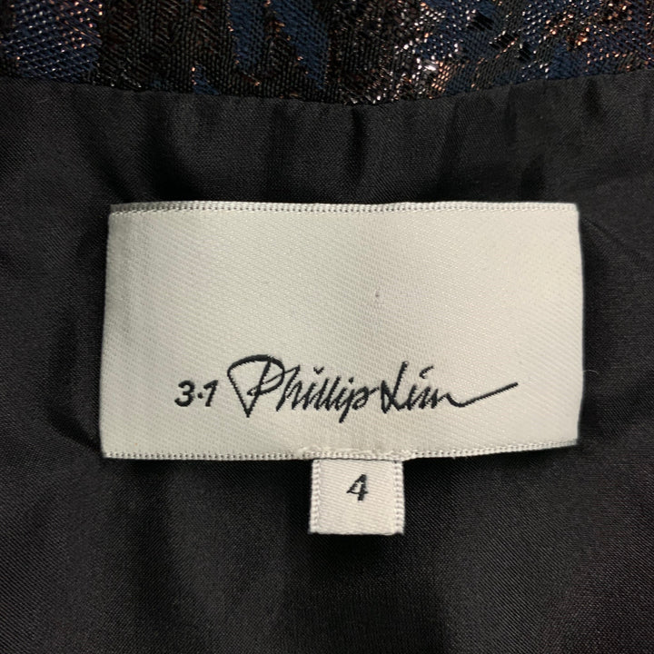 3.1 PHILLIP LIM Size 4 Navy Polyester Cotton Jacquard Wrap Skirt