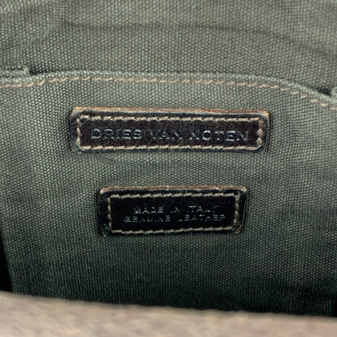 DRIES VAN NOTEN Sac messager rectangulaire en cuir marron