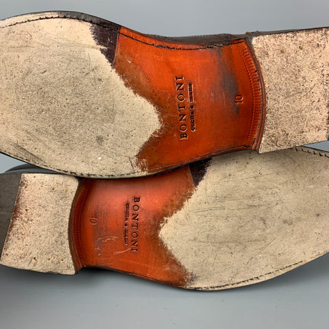 BONTONI Taille 10 Chaussures Libertino en cuir perforé marron à lacets