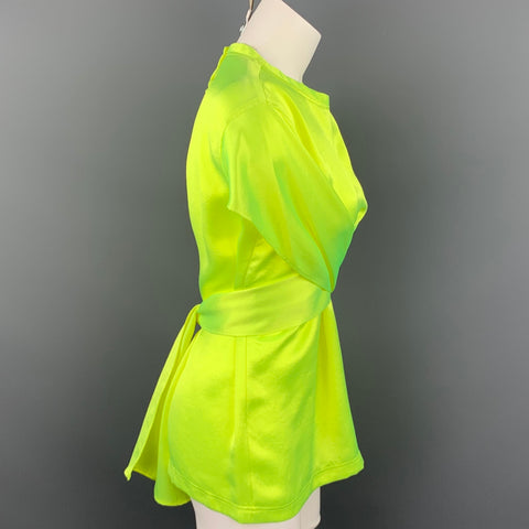 SIES MARJAN S/S 17 Size 4 Neon Yellow Satin Triacetate Wrap Around Nikki Top