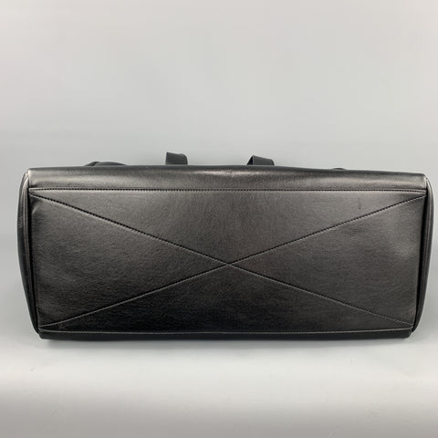 PAUL SMITH Black Leather Triple Handle Weekender Bag