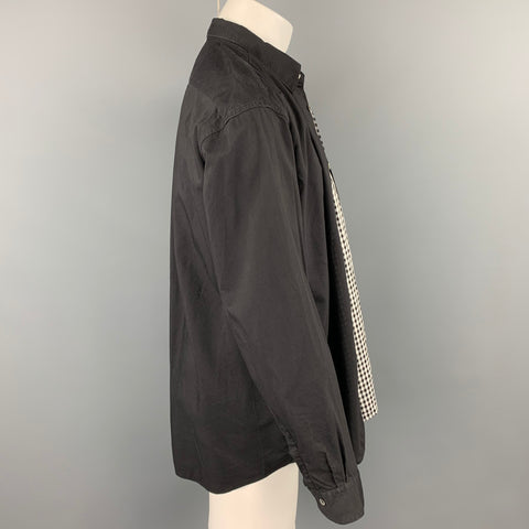 COMME des GARCONS Size M Black & White Mixed Fabrics Button Up Long Sleeve Shirt