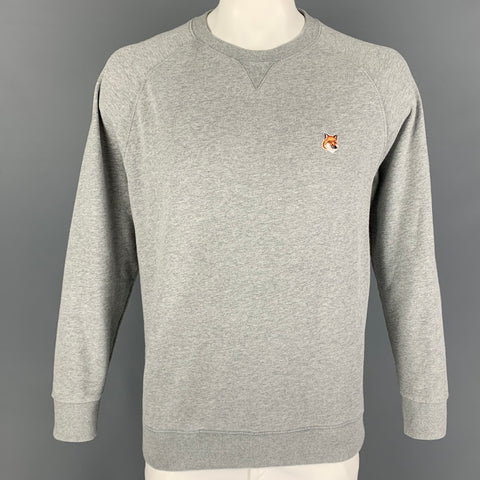 MAISON KITSUNE Size XXL Gray Cotton Crew-Neck Pullover