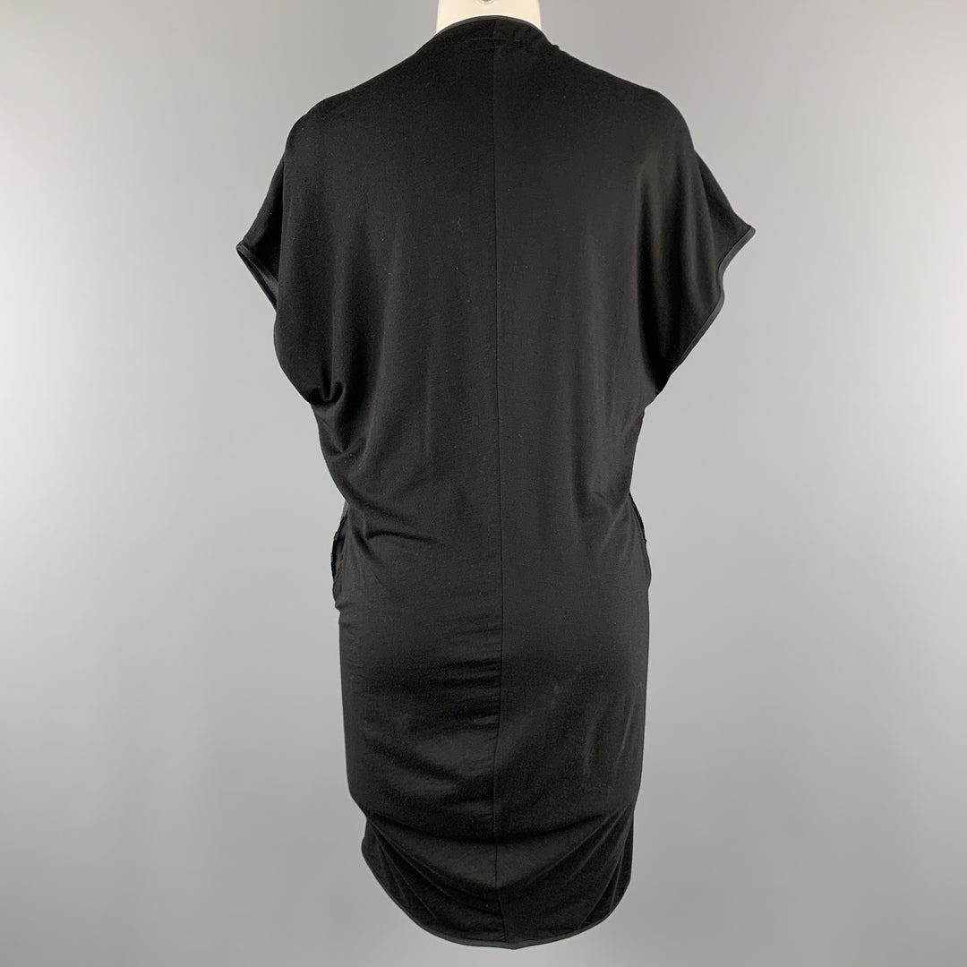 RAG & BONE Size 0 Black Lyocell Blend Sequined Draped Tunic Textured Sleeveless Dress