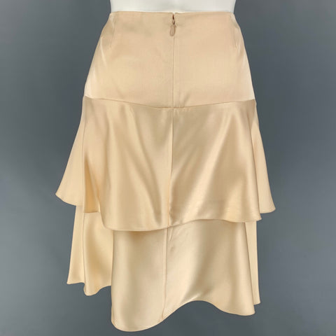 CHANEL AI098 03A Size 4 Champagne Silk Layered Skirt