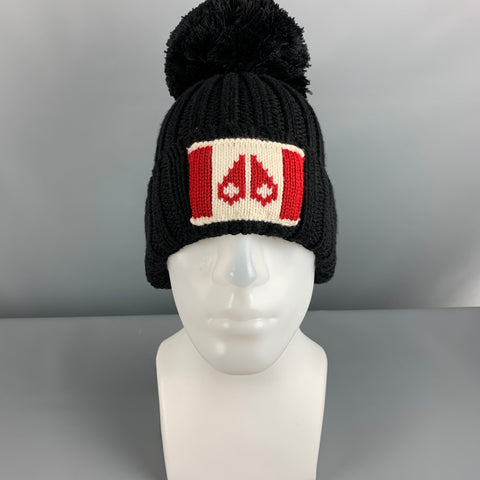 MOOSE KNUCKLES Black White & Red Knitted Wool/acrylic Hats