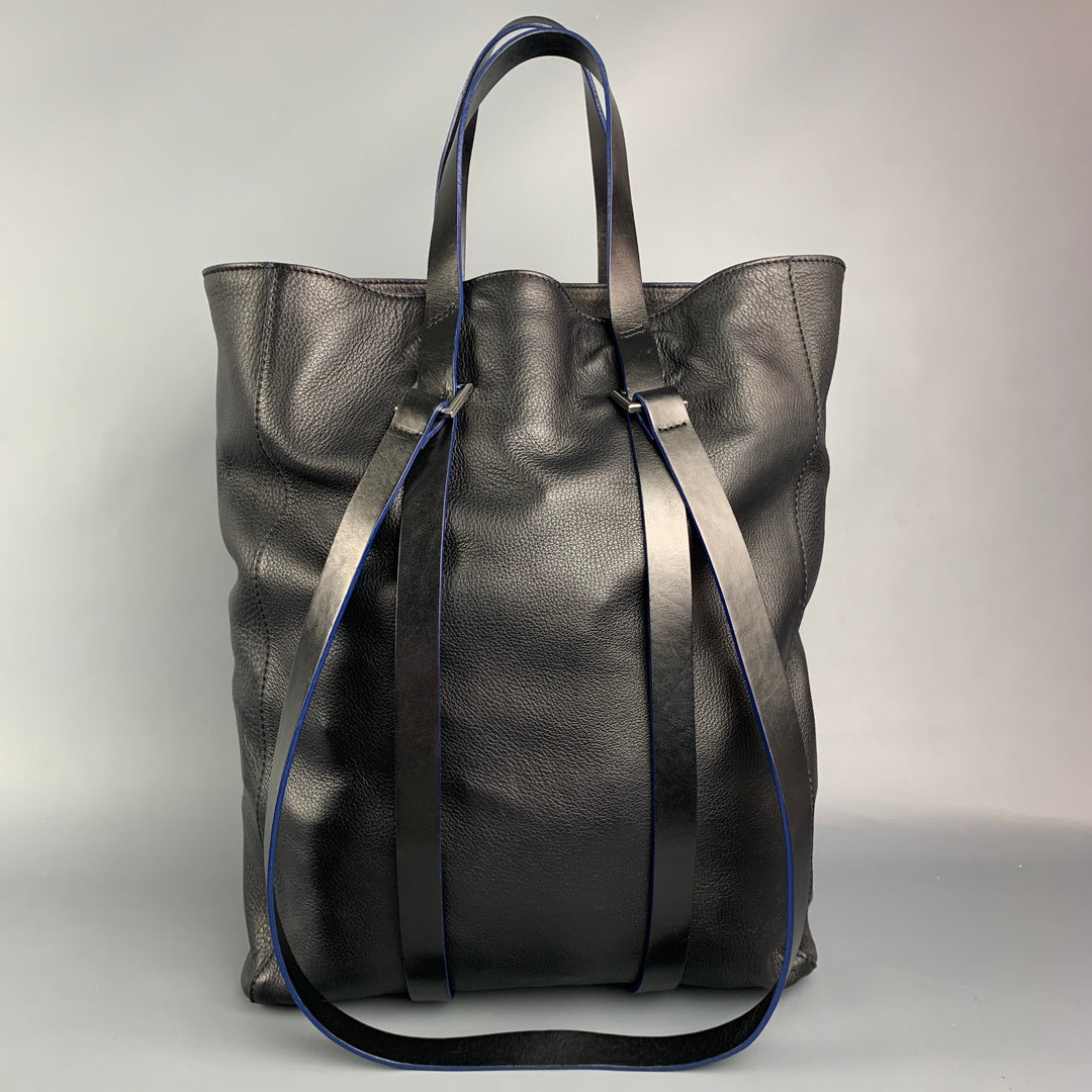 CoSTUME NATIONAL Black Pebble Grain Leather Tote Bag