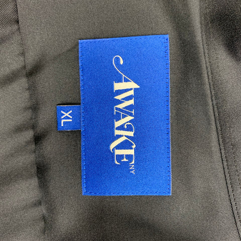 AWAKE Taille XL Chemise à manches longues boutonnée en soie imprimée noire
