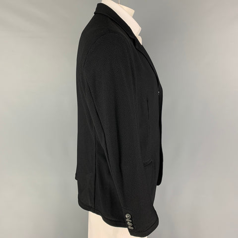 GIORGIO ARMANI Size 48 Black Textured Polyamide Sport Coat