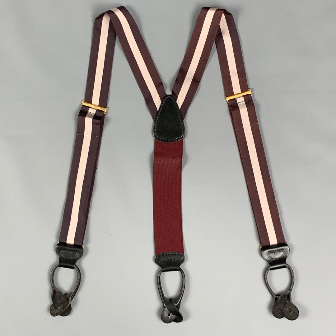 TRAFALGAR Brown Knitted Silk Ribbon Suspenders