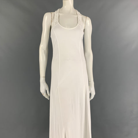 RALPH LAUREN Black Label Size M White Cotton Crochet Racerback Long Dr Sui Generis Designer Consignment RALPH LAUREN Black Label Size M White Cotton Crochet Racerback Long Dr Sui Generis Designer Consignment