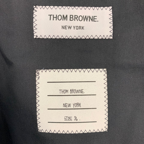 THOM BROWNE Taille 0 Pantalon habillé taille haute à carreaux en laine et polyester gris noir