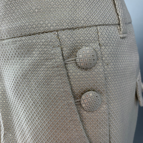 GUCCI Taille 4 Pantalon habillé en soie de coton argenté à dos bas