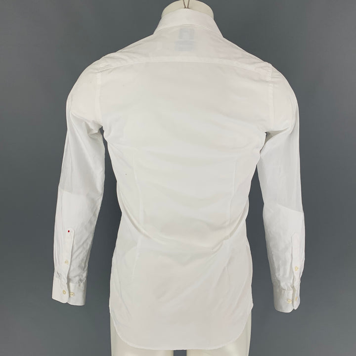TWEEN Size XS White Textured Cotton Slim Fit Long Sleeve Shirt