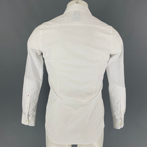TWEEN Size XS White Textured Cotton Slim Fit Long Sleeve Shirt