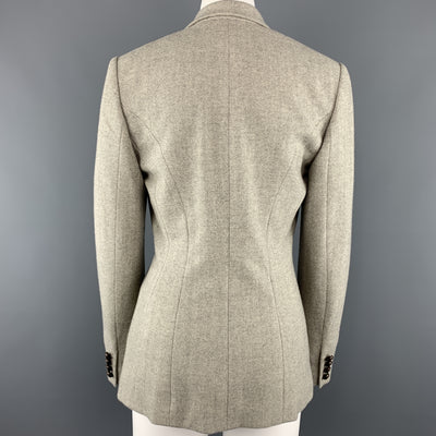 RALPH LAUREN Size 8 Gray Herringbone Wool Single Button Blazer