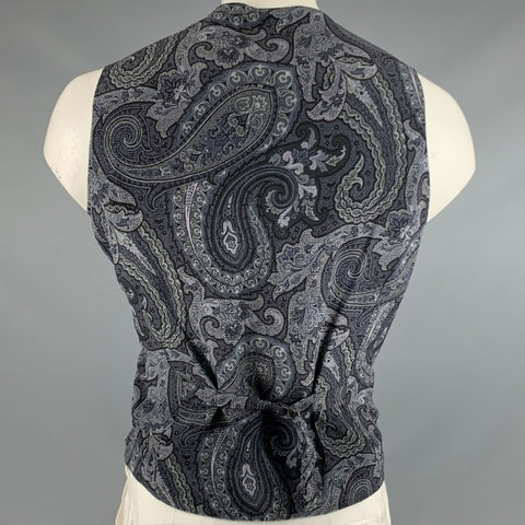ETRO Size 46 Black Grey Jacquard Polyester Blend Vest