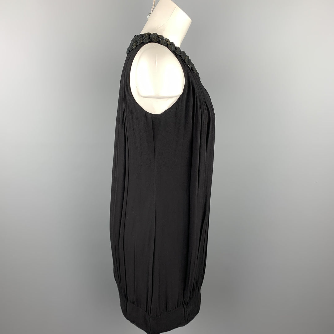PAUL SMITH Black Label Size 4 Black Pleated Silk Shift Dress