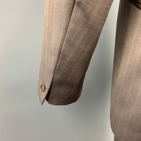 TED BAKER Size 38 Regular Taupe Stripe Wool Notch Lapel Suit