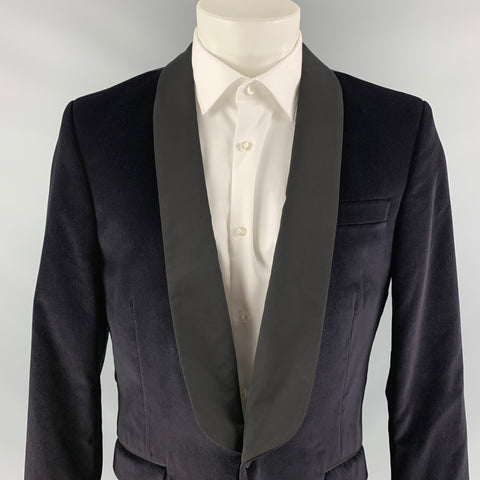 J. LINDEBERG Size 42 Dark Purple Cotton Velvet Shawl Collar Sport Coat