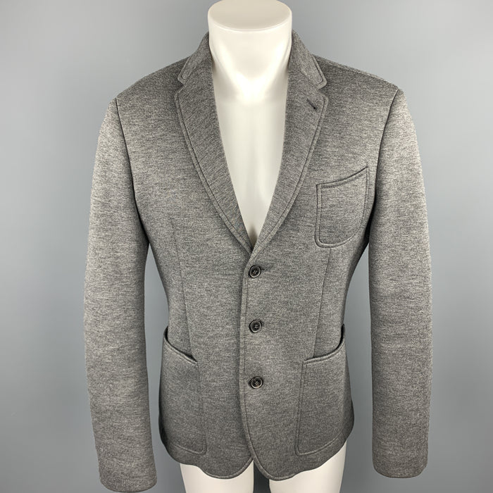 NEIL BARRETT Size 38 Dark Gray Heather Neoprene Notch Lapel Sport Coat