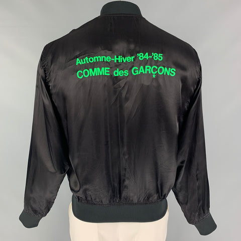 COMME des GARCONS Size XL Black Green Cupro Bomber Jacket