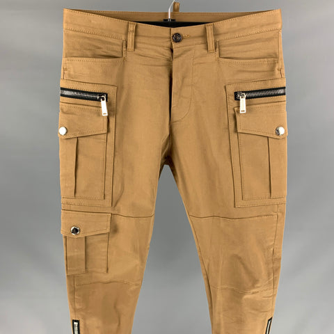 DSQUARED2 Size 30 Tan Cargo Zipper Pockets Casual Pants